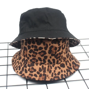 Women's leopard print and black suede bucket hat for autumn outdoor fashion