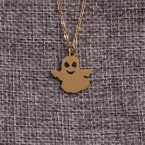 Collana in acciaio inossidabile dorato con ciondolo a fantasma per Halloween
