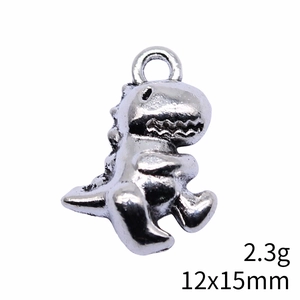 Miniature 12x15mm dinosaur pendant in silver finish weighing 2.3g for DIY jewelry crafts