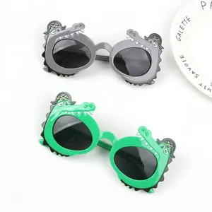 Cute crocodile pirate sunglasses for kids aged 1-6 years in green and gray frames