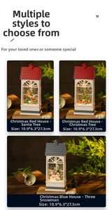 Detail of Christmas water lantern with swirling glitter and LED light 10.9x6.3x27.3cm