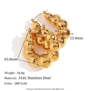 Polished 18K gold-plated stainless steel hollow cloud-shaped hoop earrings for women