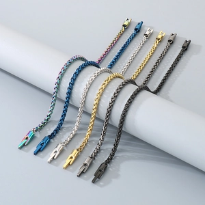 Detailed wheat chain bracelets in rainbow blue silver gold and black stainless steel