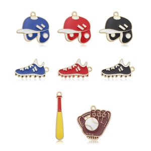 Variety set of colorful enamel baseball charms and pendants for DIY jewelry