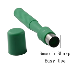 Disposable sterile skin punch tool with sharp stainless steel blade and green handle