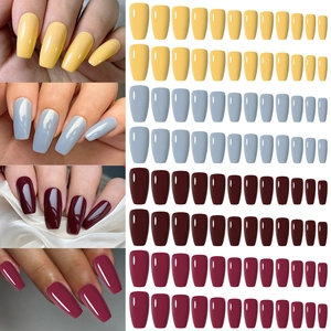 Matte and glossy press-on nails in coffin shape featuring 96pcs of various solid colors
