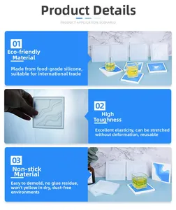 Detailed view of high-flexibility square silicone resin mold for DIY island coasters