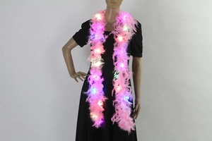 Pink LED feather boa for Christmas tree decor and glowing party costumes
