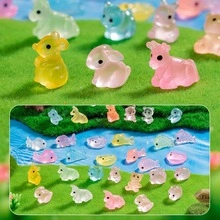 Close-up of colorful luminous Capybara resin figurines in various animal shapes