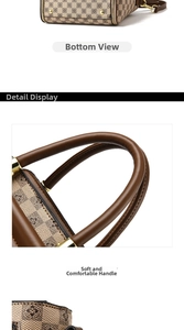 Detail view of the bag base with anti-wear metal studs and premium leather handles