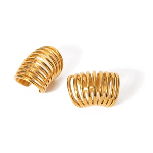 Minimalist 18k gold plated stainless steel spring coil clip-on earrings for women