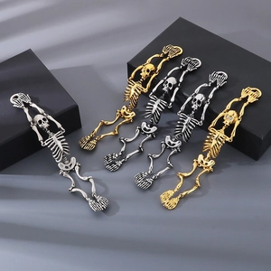 Gothic Skeleton Skull Bracelet For Men 316L Stainless Steel Punk Retro Rhinestone Bangle Jewelry