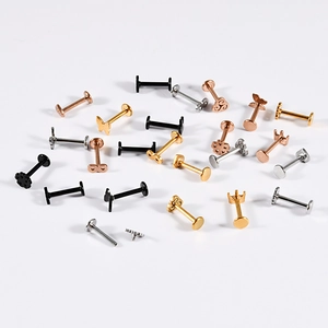Stainless steel butterfly crown labret studs in gold, silver, black, and rose gold finish