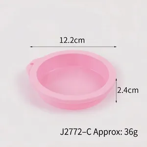 Detailed size specifications of the pink silicone cake mold showing 12.2cm diameter