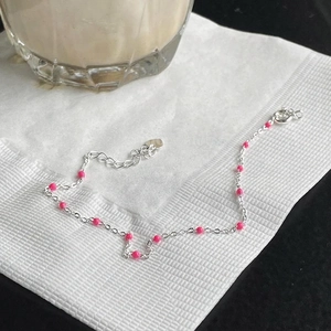 Minimalist 925 Sterling Silver Bracelet Thin Chain With Colorful Enamel Beads Korean Style Jewelry For Women
