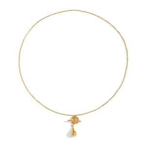 Minimalist gold teardrop pendant necklace with a toggle clasp design for everyday wear