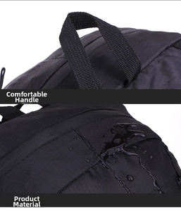 Detail of waterproof black grid fabric with water droplets and durable webbing handle