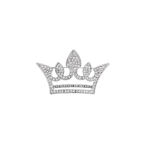Elegant silver crown brooch with sparkling rhinestones for women suit accessories