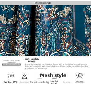 Détail de l'imprimé cachemire vintage sur tissu sarcelle avec motifs ethniques