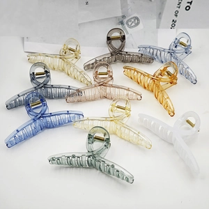 Hair Claw Clip Plastic Acrylic Metal Spring Transparent Matte Colorful Nonslip Strong Grip Styling Accessory For Women