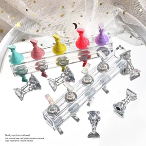 Acrylic nail art display stand with magnetic macaron chess piece tips for training