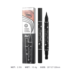 Waterproof double-ended black liquid eyeliner with star and heart shape stamp tool
