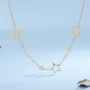 Hollow Star Pendant Necklace Stainless Steel 18K Gold Plated Minimalist Clavicle Chain Jewelry For Women