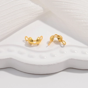 Polished gold S925 sterling silver clamshell bead tips for DIY jewelry making and necklaces