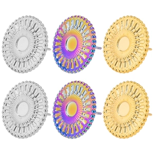 Detailed view of 304 stainless steel stud earrings with radiant sunray texture patterns