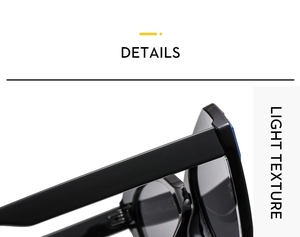 Close-up of black cat-eye glasses frame detailing light texture and polished finish