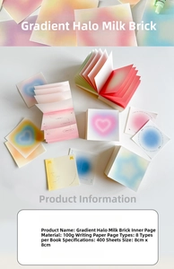 Detail showing 400 sheets of gradient halo sticky notes with premium thick paper quality