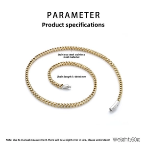Detail of two-tone stainless steel dragon bone chain with 5mm width and cylindrical clasp