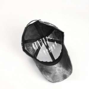 Casquette de baseball unisexe en coton tie-dye noir et gris avec boucle en métal réglable