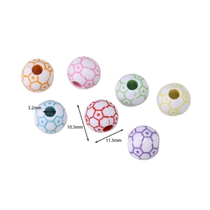 Detailed dimensions of multi-colored acrylic football beads for DIY jewelry making