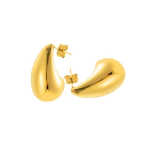 Polished gold hollow teardrop earrings in a chunky C-shaped minimalist design