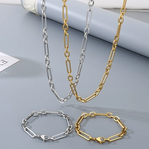 Titanium steel square wire O-chain necklaces and bracelets in gold and silver finish