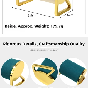 Detail view of velvet jewelry display stand for watches and bracelets with dimensions