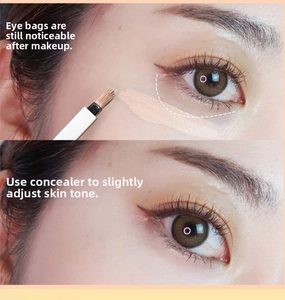 Detailansicht eines Concealer-Pinsels zum Abdecken von Augenringen für einen hellen Look