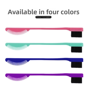 Dual-sided eyebrow and eyelash grooming tool set with comb and brush in four colors