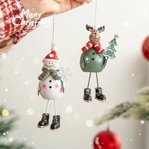3D iron Santa, Snowman and Reindeer Christmas tree ornaments with festive red and green colors