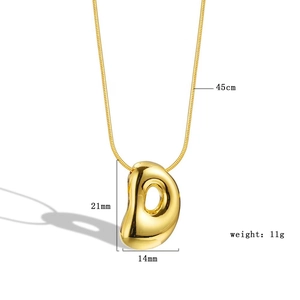 Golden balloon style 26 letter pendant necklace in stainless steel with size dimensions