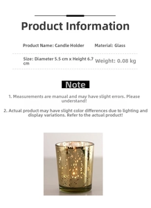 Detailed dimensions of the starry gold plated glass candle holder with size specifications
