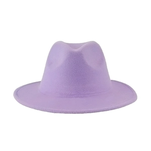 Elegant lavender felt fedora hat with wide brim and classic indented crown for women and men