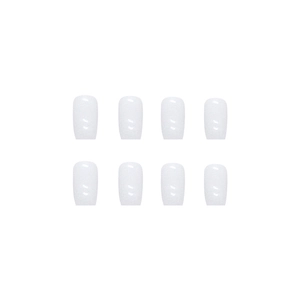 Faux ongles blanc crème perlé brillants de forme carrée mi-longue avec fini scintillant