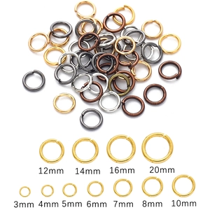 Detailed size comparison chart for DIY jewelry open jump rings from 3mm to 20mm