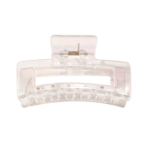 Elegant iridescent transparent shark hair claw clip with pearl luster finish for women