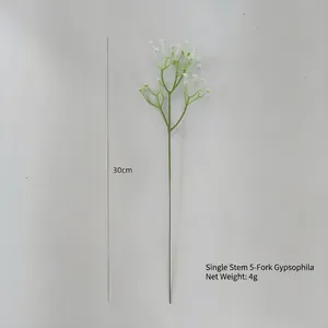 Detail of 30cm artificial baby's breath flower with 5 branches and small white clusters