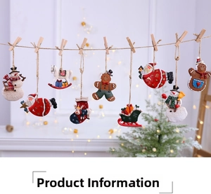 Detailed Christmas tree resin ornaments featuring Santa, snowman and ginger man motifs