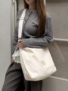 Large capacity canvas tote bag with pink star pattern and adjustable shoulder strap