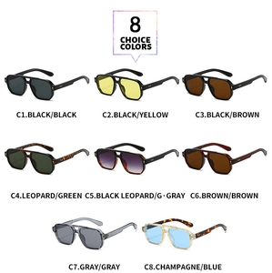 Collection de huit lunettes de soleil à double pont de différentes couleurs et cadres